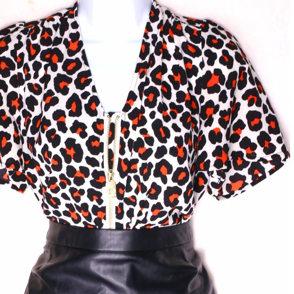 NWT ($98) Michael Kors Leopard Print Shirt…